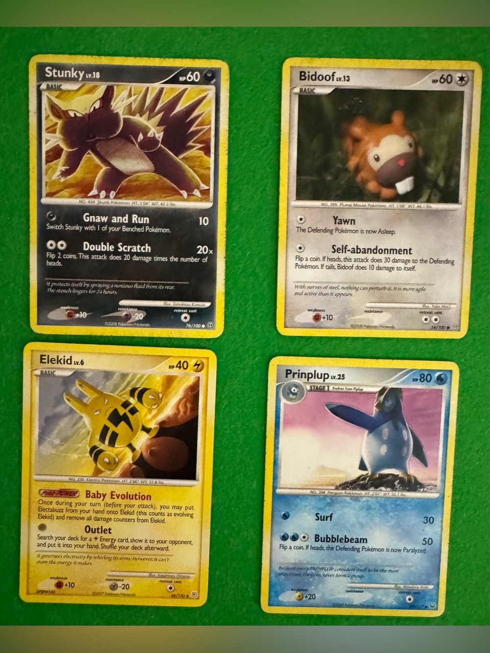 Lot of 4 older Pokémon TCG cards: